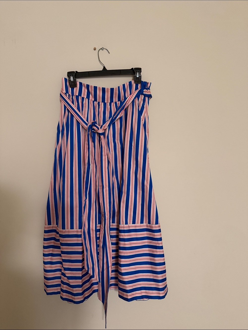 NWT Boden Blue and Pink Striped Tie-Waist Midi Skirt